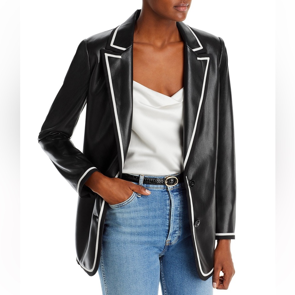 Alice + Olivia Elna Faux Leather Blazer